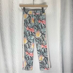 ART CLASS Girls' Size 7/8 Tropical Floral-Print Joggers with Side Stripes